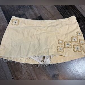 I.AM.GIA Fauna Mini Skort Beige Tan Denim Y2K Floral Low Rise NWT Beach Party